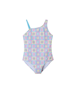 Toddler/Child Girls Crochet Rib One Pc Halter Swimsuit