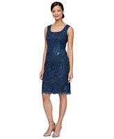 Alex Evenings Petite Scallop-Hem Sequin Sheath Dress