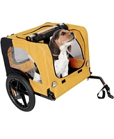 Yellow Outdoor Heavy Duty Foldable Utility Pet Stroller Dog Carriers Bicycle Trailer
