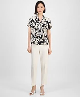 Anne Klein Women's Printed Tie-Neck Blouse