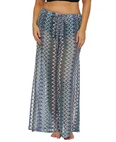 Becca Etc Plus Sundown Stripe Crochet Split-Leg Pants Swim Cover-Up