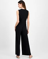 Anne Klein Women's Sleeveless Classic Wrap V-Neck Jumpsuit