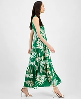 Anne Klein Women's Printed Smocked-Bodice Tiered Dress