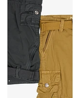 Raw X Big Boys 2 Pack Combo Belted Twill Cargo Shorts 8-18