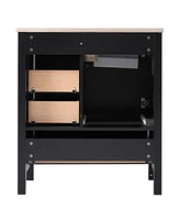 30" Black Bathroom Vanity with Soft-Close Storage