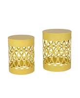 Modern Minimalist Side Table Set with Iron Cut Design