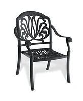 5-Piece Set Of Cast Aluminum Patio Furniture With Black Frame and Seat Cushions In Random Colors