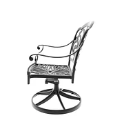 Cast Aluminum Patio Swivel Chair 2PCS With Black Frame and Cushions In Random Colors