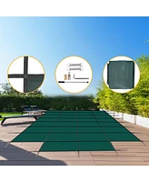 Pool Safety Cover for 18x36ft Inground Pools, Step Area, Green Mesh