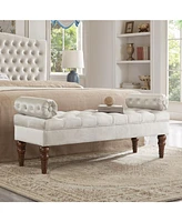 Velvet Upholstered Bench for Bedroom and Entryway