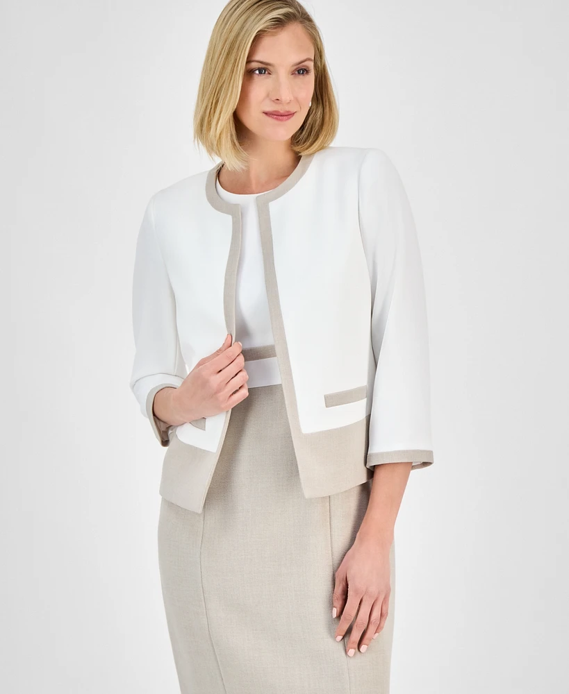 Kasper Women's Colorblocked Open-Front Jacket