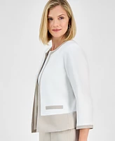 Kasper Women's Colorblocked Open-Front Jacket