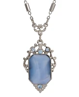 2028 Blue Moonstone Crystal Pendant Necklace