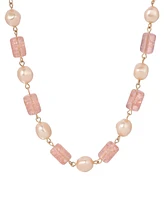 2028 Cracked Glass Faux Cultivated Pearl Bead Necklace