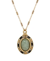 2028 14K Gold Dipped Green Oval Necklace