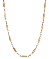 2028 14K Gold Dipped Tube Bead Crystal Necklace