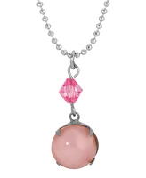 2028 Pink Glass Acrylic Pendant Necklace