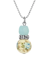 2028 Silver-Tone Blue Rose Bead Drop Necklace