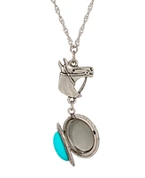 2028 Faux Turquoise Oval Horse Locket Necklace