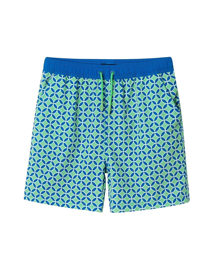 Toddler/Child Boys Green Geo Print Swim Trunk