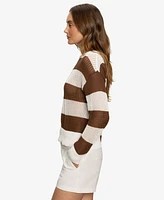 Sanctuary Women's Cotton Open-Knit Long-Sleeve Sweater