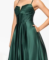 Blondie Nites Juniors' Satin Notch-Neck Ball Gown