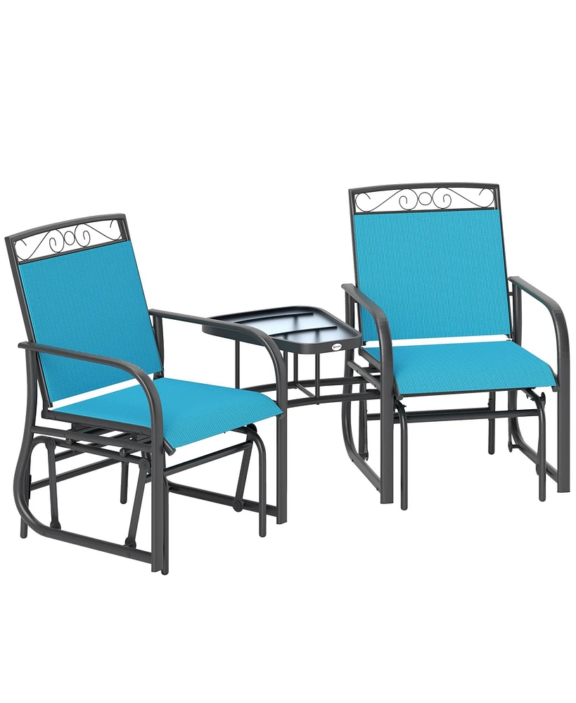 Outsunny 2-Person Outdoor Glider Chair with Table for Garden