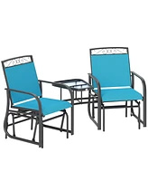 Outsunny 2-Person Outdoor Glider Chair with Table for Garden