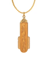 2028 Art Deco Style Etched Glass Pendant Necklace