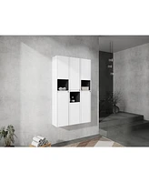 12" Bathroom Side Cabinet,6-Soft Close Doors,Float Mounting Design,0112WH3-0212WH-K3(Kd-Packing)