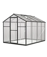 Walk-In Greenhouse: 6x8 Ft Outdoor Polycarbonate with Roof Vent