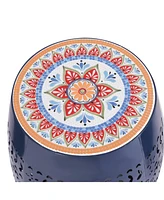 Vivid Boho Mosaic Side Table: Unique Ceramic Tile Top, Durable Metal Frame