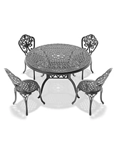 5-Piece Set Of All-Weather Cast Aluminum Dining Furniture Set With Black Frame