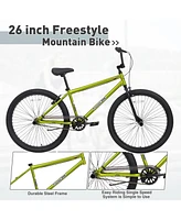 Freestyle Kids Bike Double Disc Brakes 26 Inch Single Speed Children's Bicycle for Boys Girls Age 12+ Years