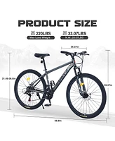 27.5 Inch Wheels 21 Speed Mountain Bike, for Men Women Boys and Girls, Front Suspension,Aluminum Alloy Frame