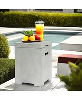 Outdoor Tank Table for Gas Fire Pits, Hides Propane Tank Cover, Concrete Light Gray, Side Handles