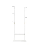 Solid Wood Coat Rack (23.6" x 11" x 64.1") for Bedroom/Entryway/Living Room (White)