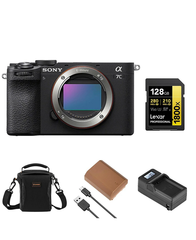 Sony Alpha a7C Ii Mirrorless Camera, Black, Bundle with Np-FZ100 Battery, 128GB Memory Card, Charger and Shoulder Bag