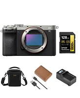 Sony Alpha a7C Ii Mirrorless Camera, Silver, Bundle with Np-FZ100 Battery, 128GB Memory Card, Charger and Shoulder Bag