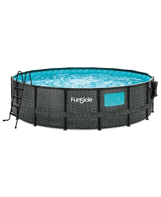 Funsicle 16' x 48" Crystal Vue Oasis Above Ground Swimming Pool Set, Herringbone