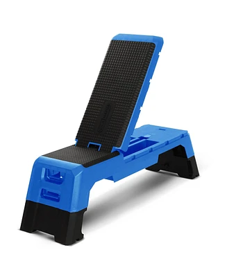 HolaHatha Multifunctional Fitness Aerobic Deck with Storage Compartment, Blue