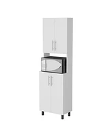 Fm Furniture Ko Vaya Double Cabinet Kitchen Pantry with Open Storage, White