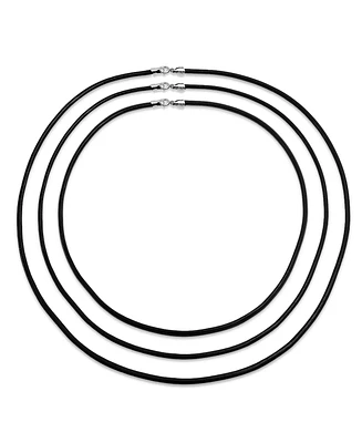 Bling Jewelry Black Leather Cord Necklace Sterling Silver Clasp 16, 20 and 24 Inch