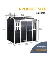 8x4ft Resin Outdoor Shed with Two Windows and Double Door