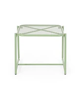 15.5" Modern Mesh Motif Side Table for Outdoor Spaces