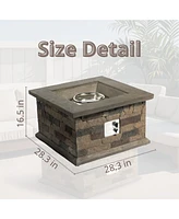 28" Square Concrete Propane Fire Pit with Lava Rocks and Rain Cover (40,000 Btu)