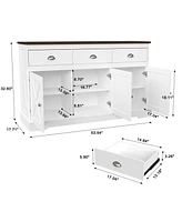 Farmhouse Buffet Cabinet with Storage and Adjustable Shelves (53" x 17" x 33")