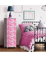 Sorbus Narrow 6 Drawers Nightstand with Steel Frame, Wood Top, Easy Pull Fabric Bins for Home, Bedroom, Office & Dorm