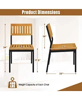 Dining Chair Set of 2 Modern Patio Chairs/Acacia Wood Backrest, Slanted Seat