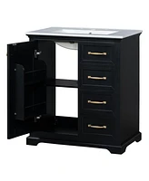 30" Bathroom Vanity with Sink, One Package, Black Bathroom Cabinet with Drawers, Solid Frame and Mdf Board